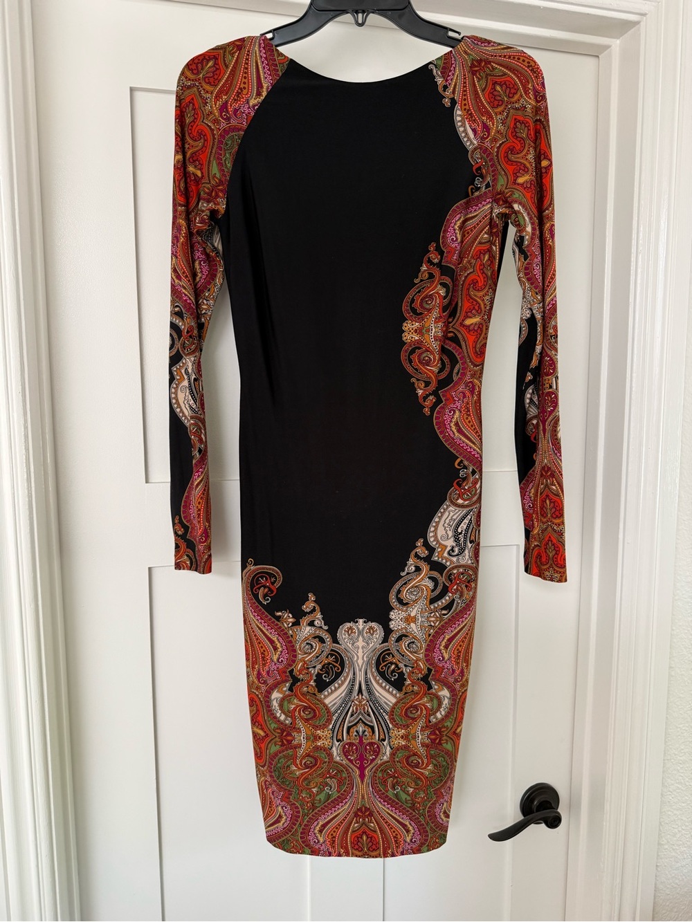 Black Paisley Long-Sleeve Sheath Dress - Women